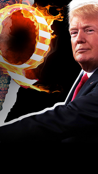 TN: Donald Trum vor US-Amerikanischer Flagge 