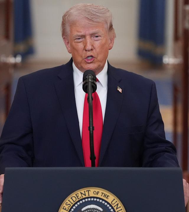 US-Präsident Donald Trump spricht über den Iran-Krieg in einer Rede an die Nation in der Cross Hall des Weißen Hauses in Washington.