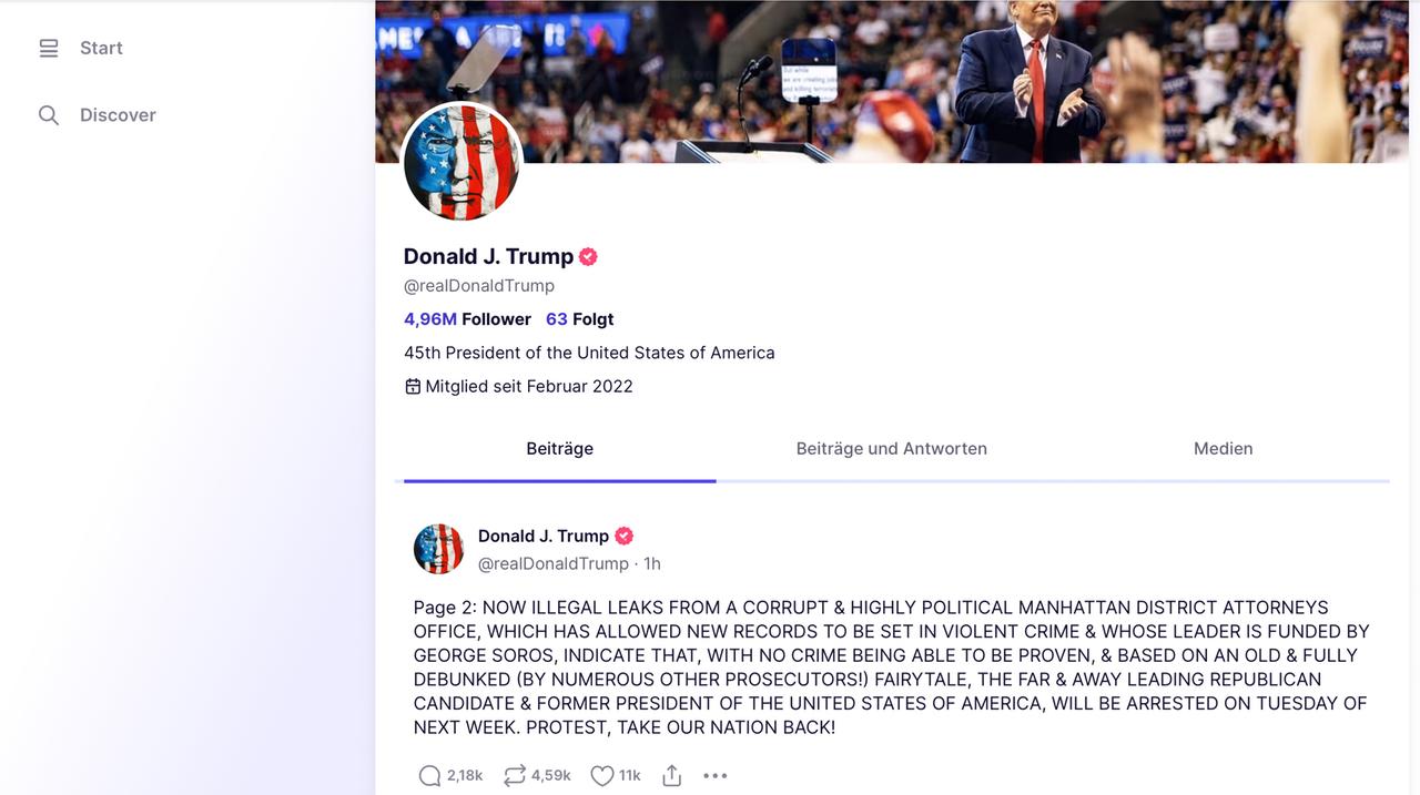     Donald Trump page on Truth Social 