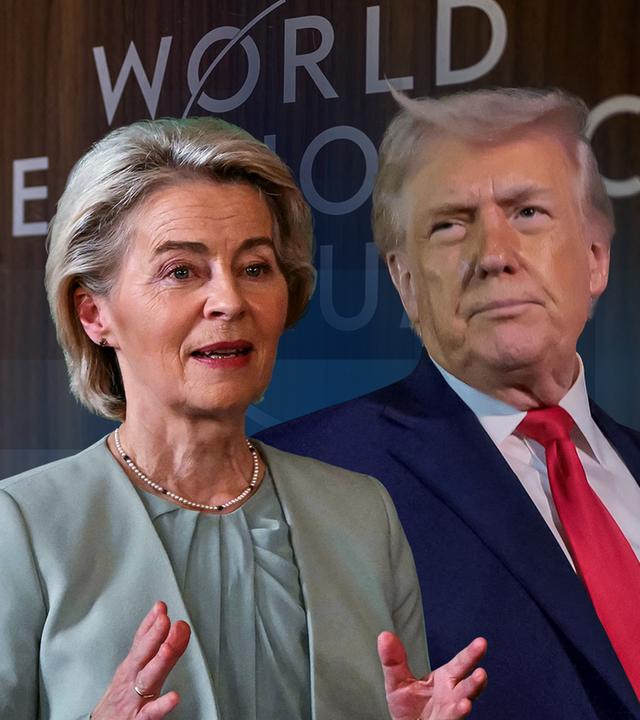 Man sieht Trump und Ursula von der Leyen in der Mitte des Bildes - cleane Version