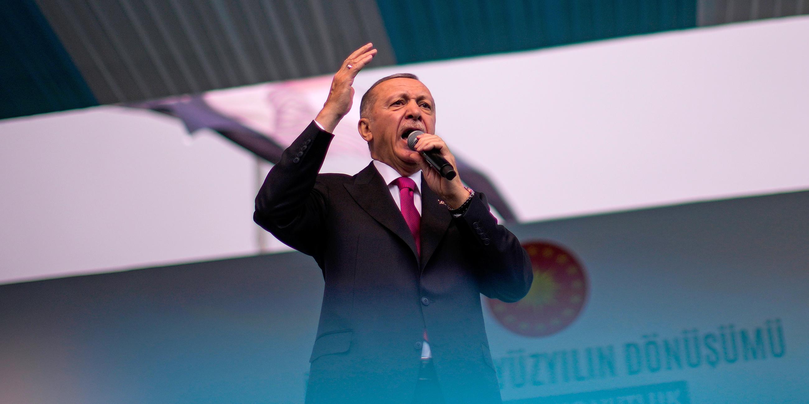 Türkischer Präsident Recep Tayyip Erdogan in Istanbul (Türkei), aufgenommen am 21.04.2023