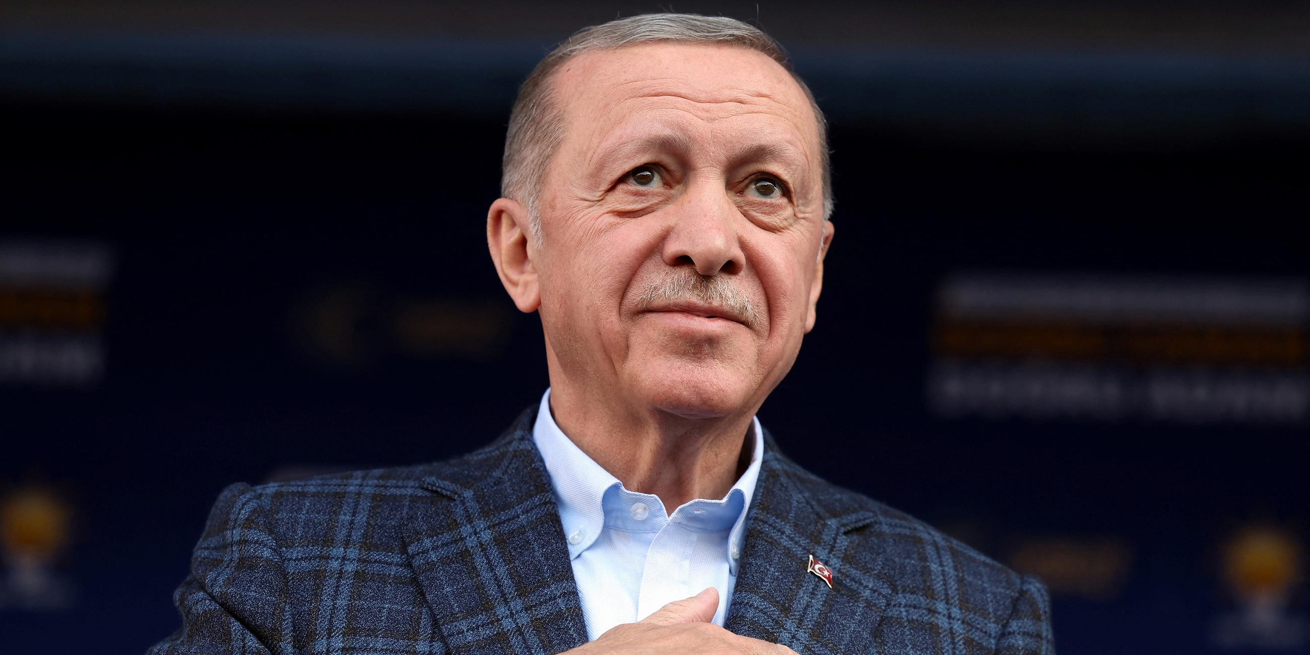 Türkischer Präsident Recep Tayyip Erdogan in Manisa (Türkei), aufgenommen am 24.04.2023 