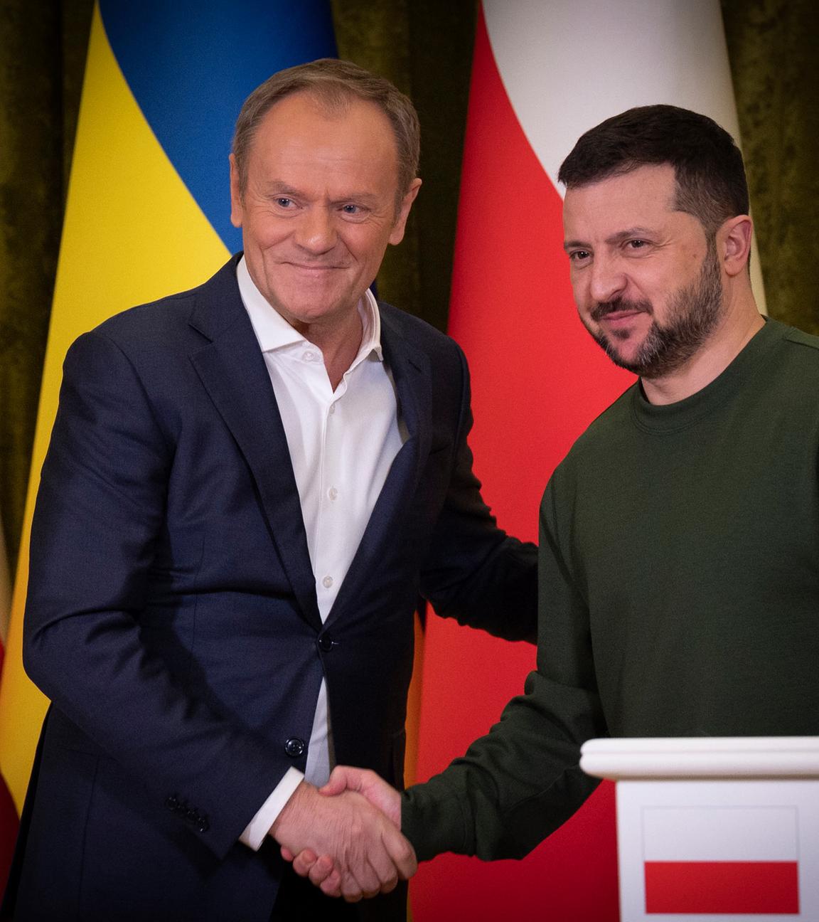 Polens neuer Premier Donald Tusk wird von Präsident Selenskyj in Kiew empfangen