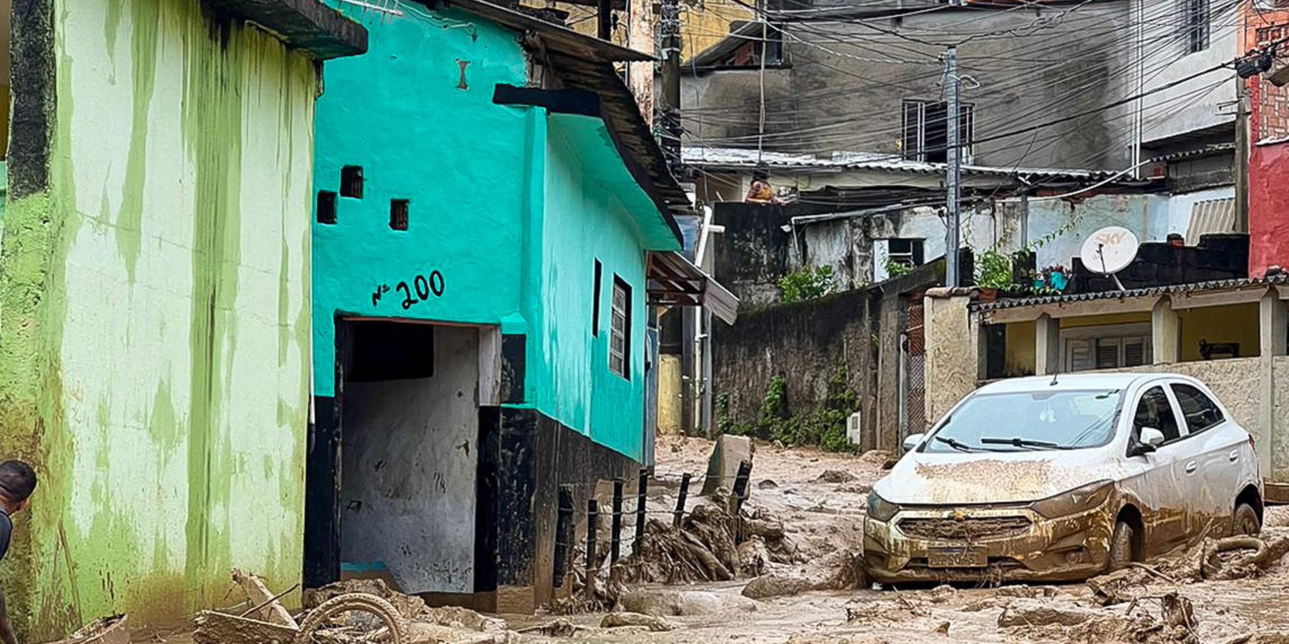 Schäden durch starke Regenfälle an der Nordküste des Bundesstaates Sao Paulo in Brasilien