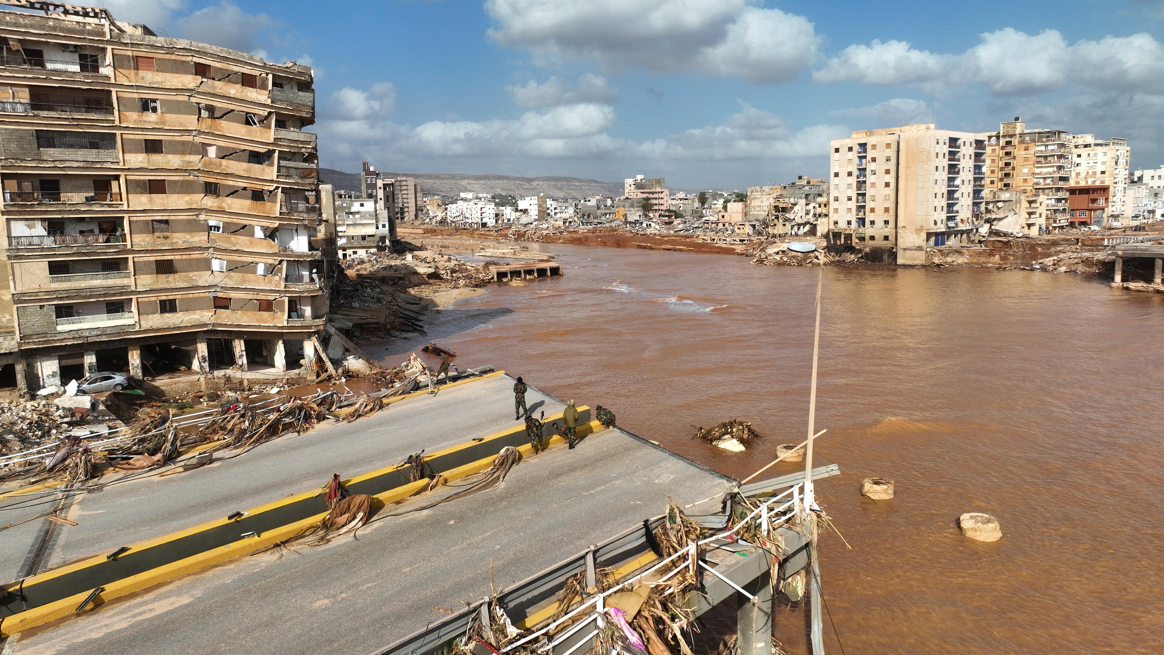 Unwetter-Katastrophe in Libyen, aufgenommen am 12.09.2023 in der verwüstete Hafenstadt Darna
