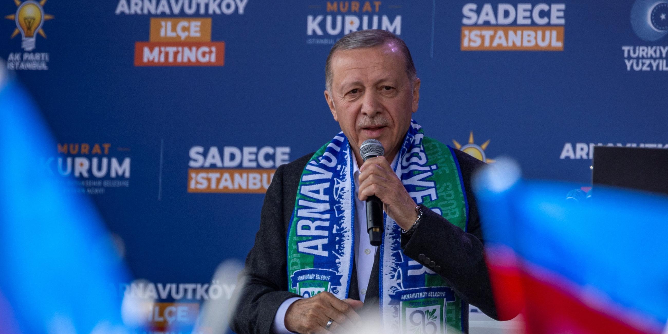 Der türkische Präsident Recep Tayyip Erdogan bei einer Wahlveranstaltung in Istanbul.