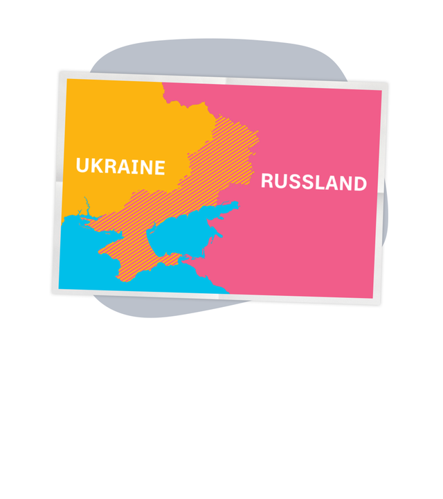 Ukraine; Russland; Karte; Schraffierte Gebiete