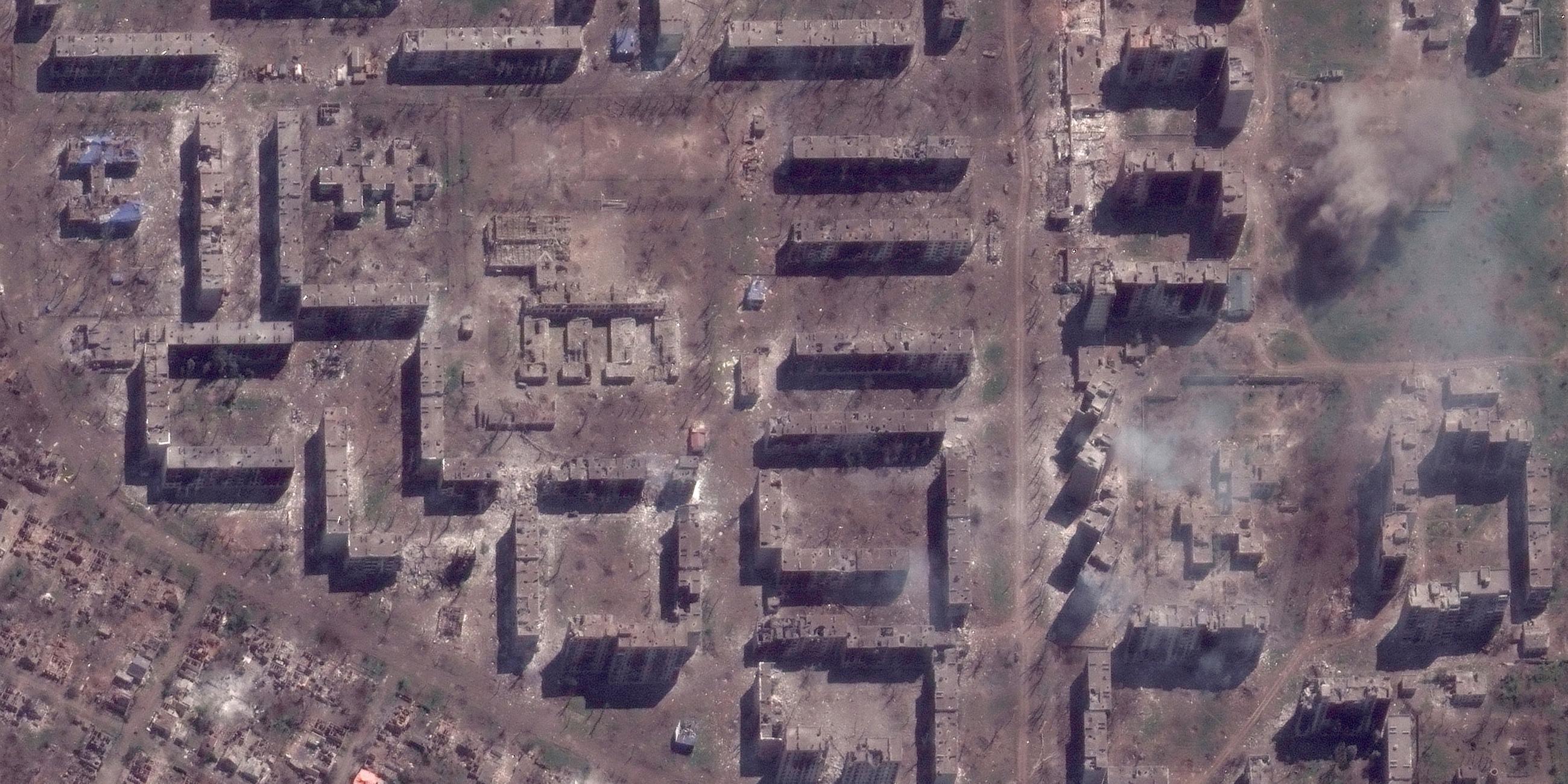 Zerstörung in Bachmut, Ukraine