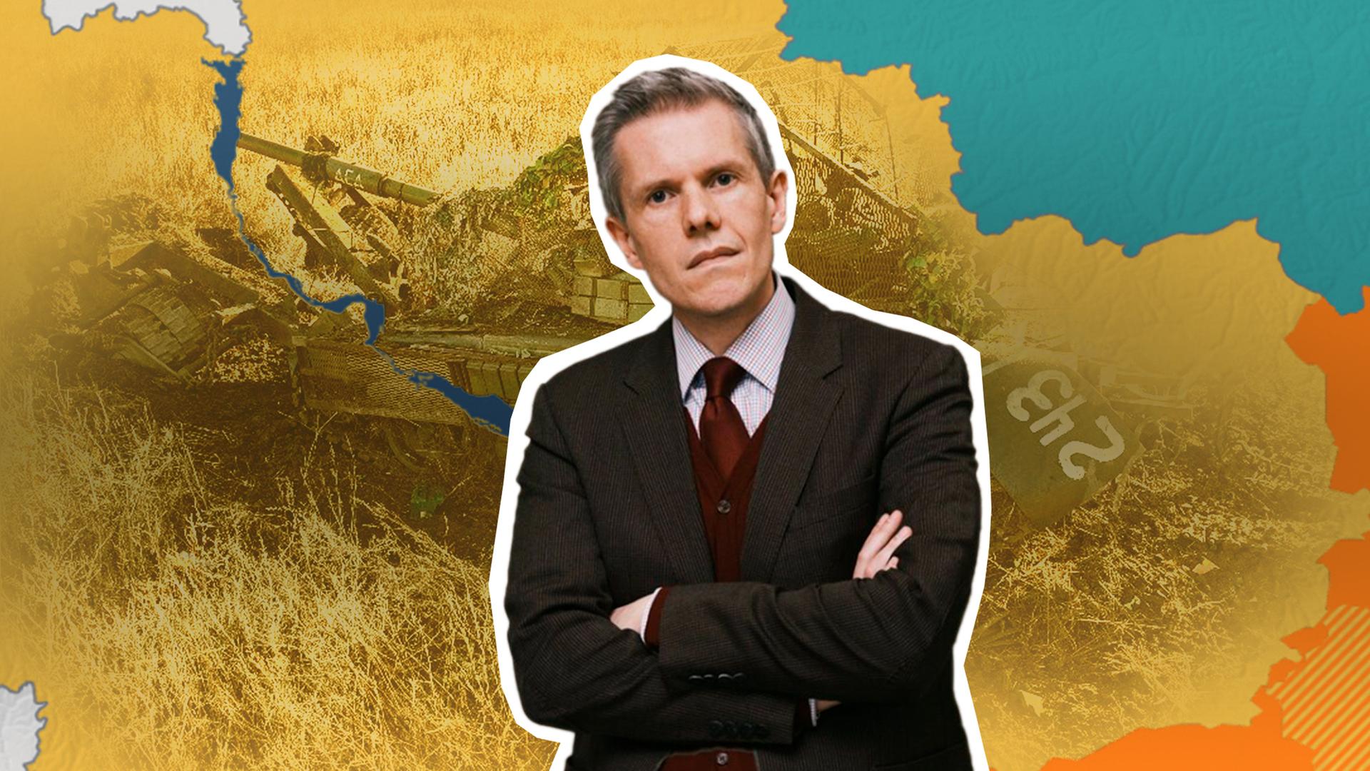 Militärexerte Marcus Keupp vor Ukraine-Karte