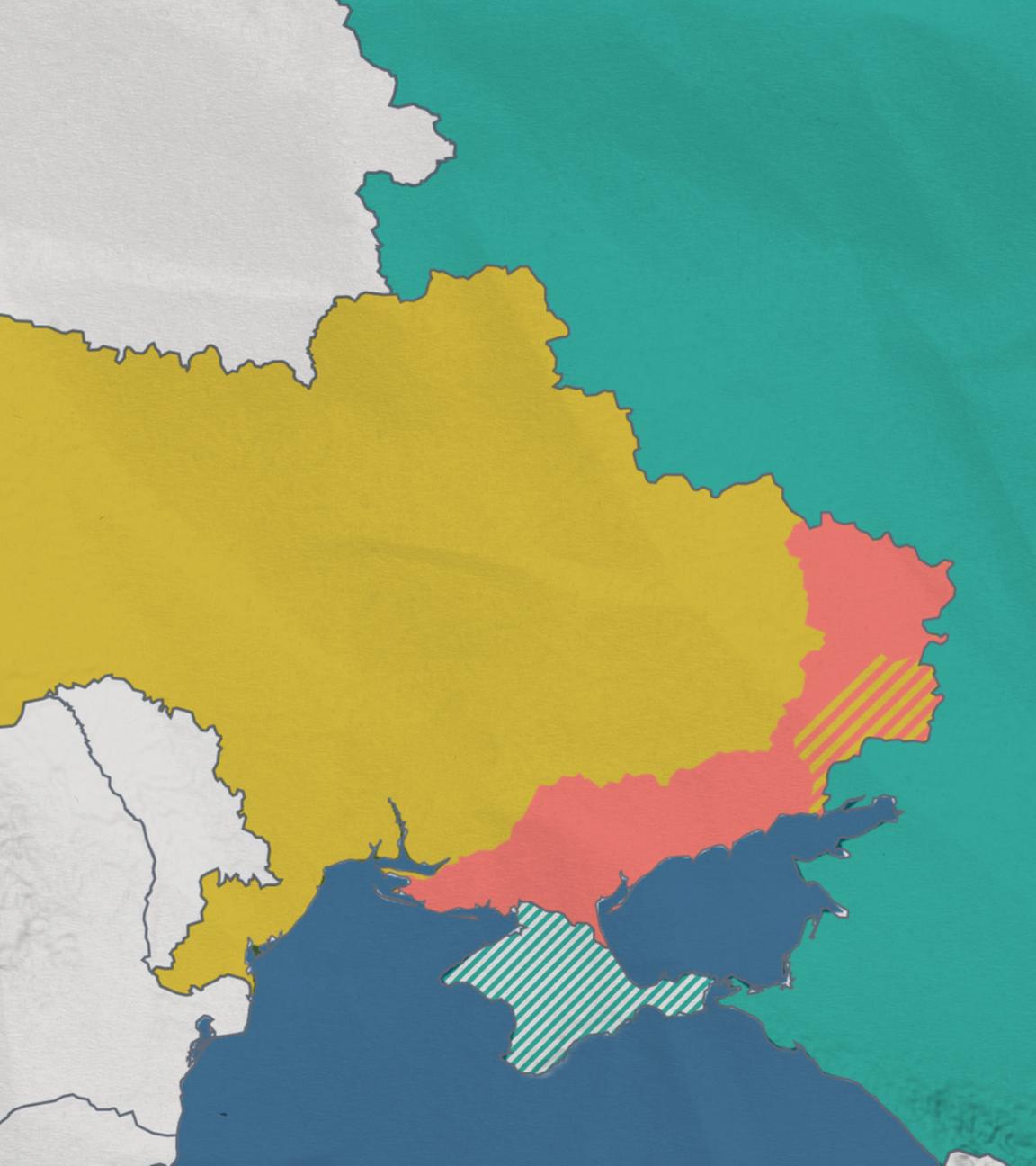 Die Karte der Ukraine zeigt, welche Gebiete im Osten des Landes von russischen Truppen besetzt sind. Zudem sind die Separatistengebiete und die annektierte Krim hervorgehoben. 