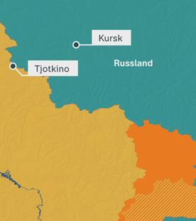 Eine Karte von Russland und der Ukraine und den eroberten Ortschaften