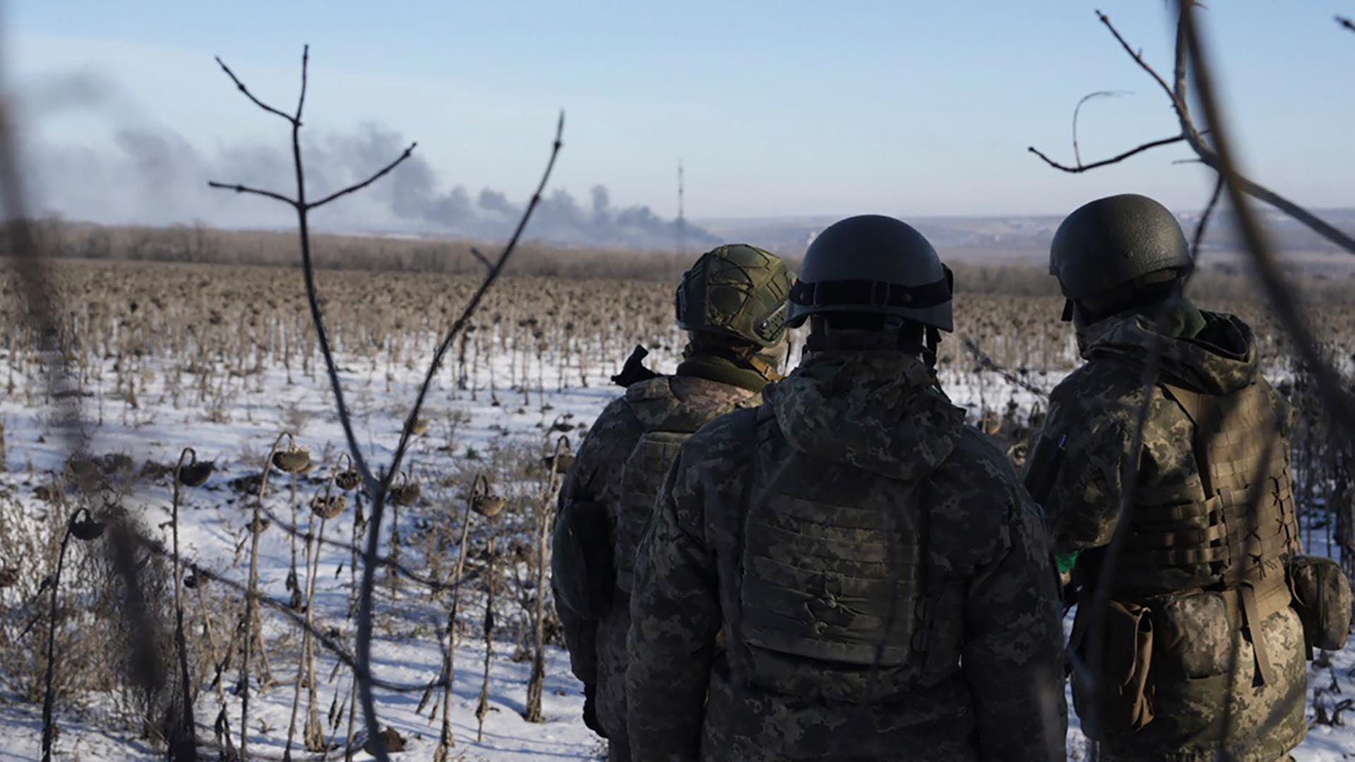 Ukrainische Soldaten bei Soledar