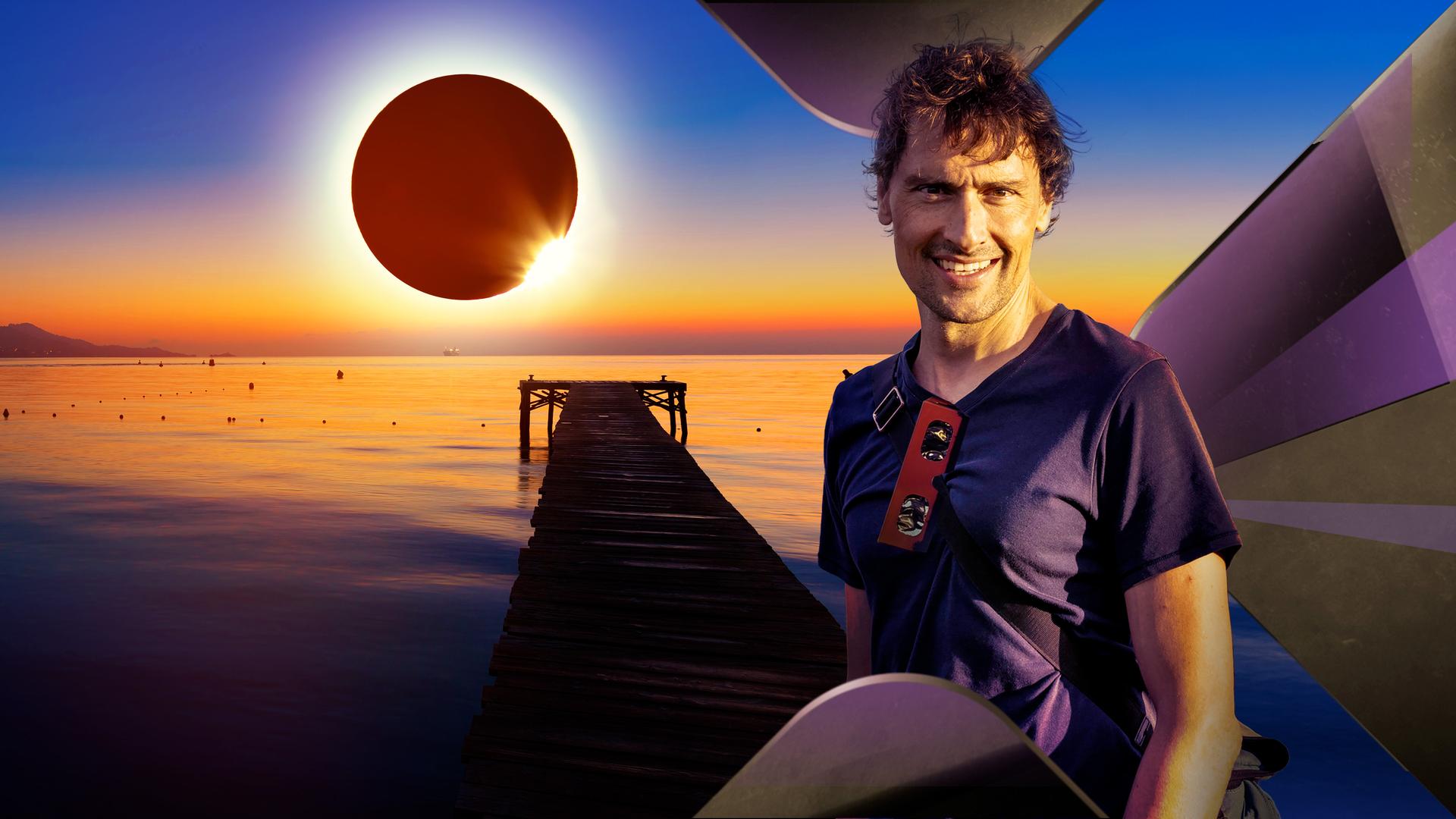 Uli Kunz am Strand vor totaler Sonnenfinsternis