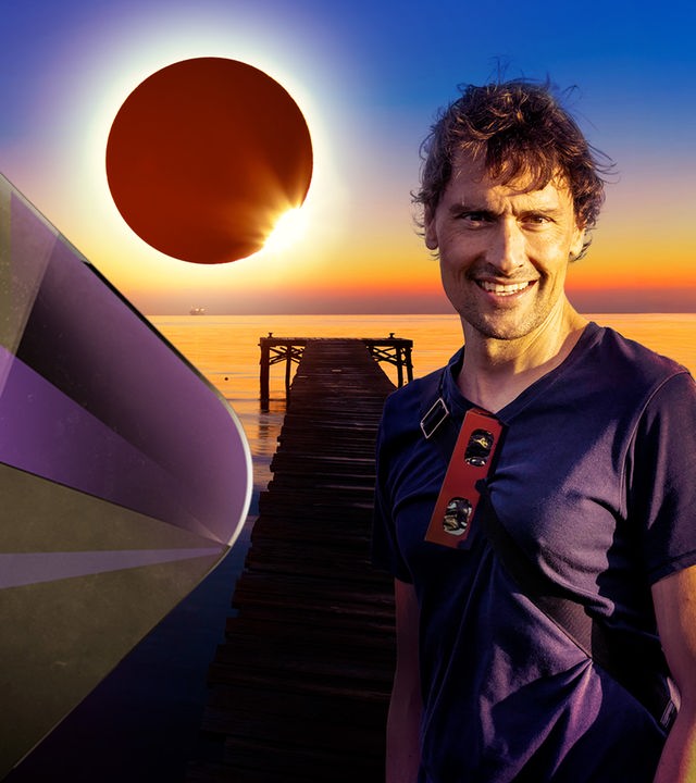 Uli Kunz am Strand vor totaler Sonnenfinsternis