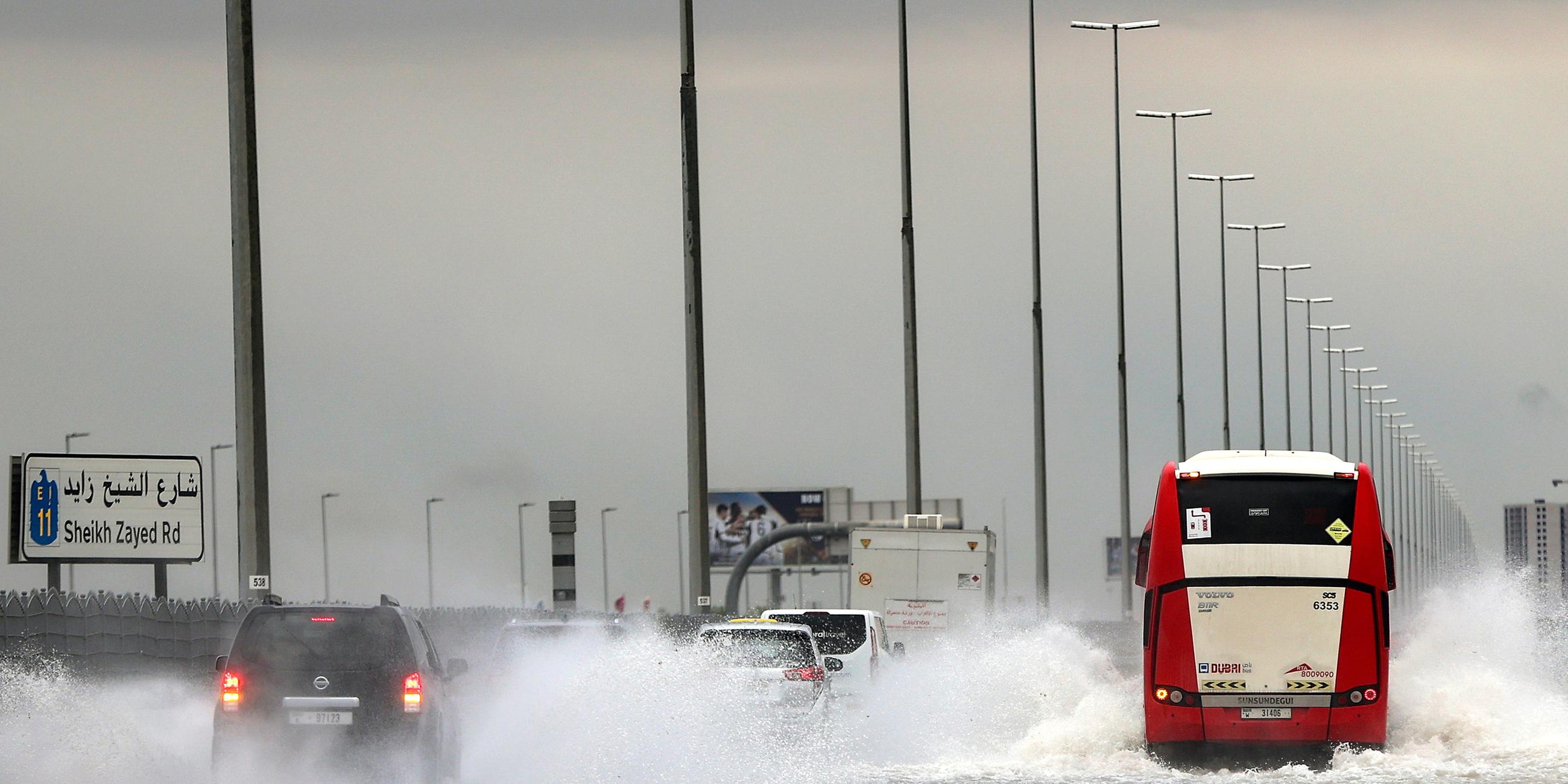 Unwetter in Dubai, aufgenommen am 16.04.2024