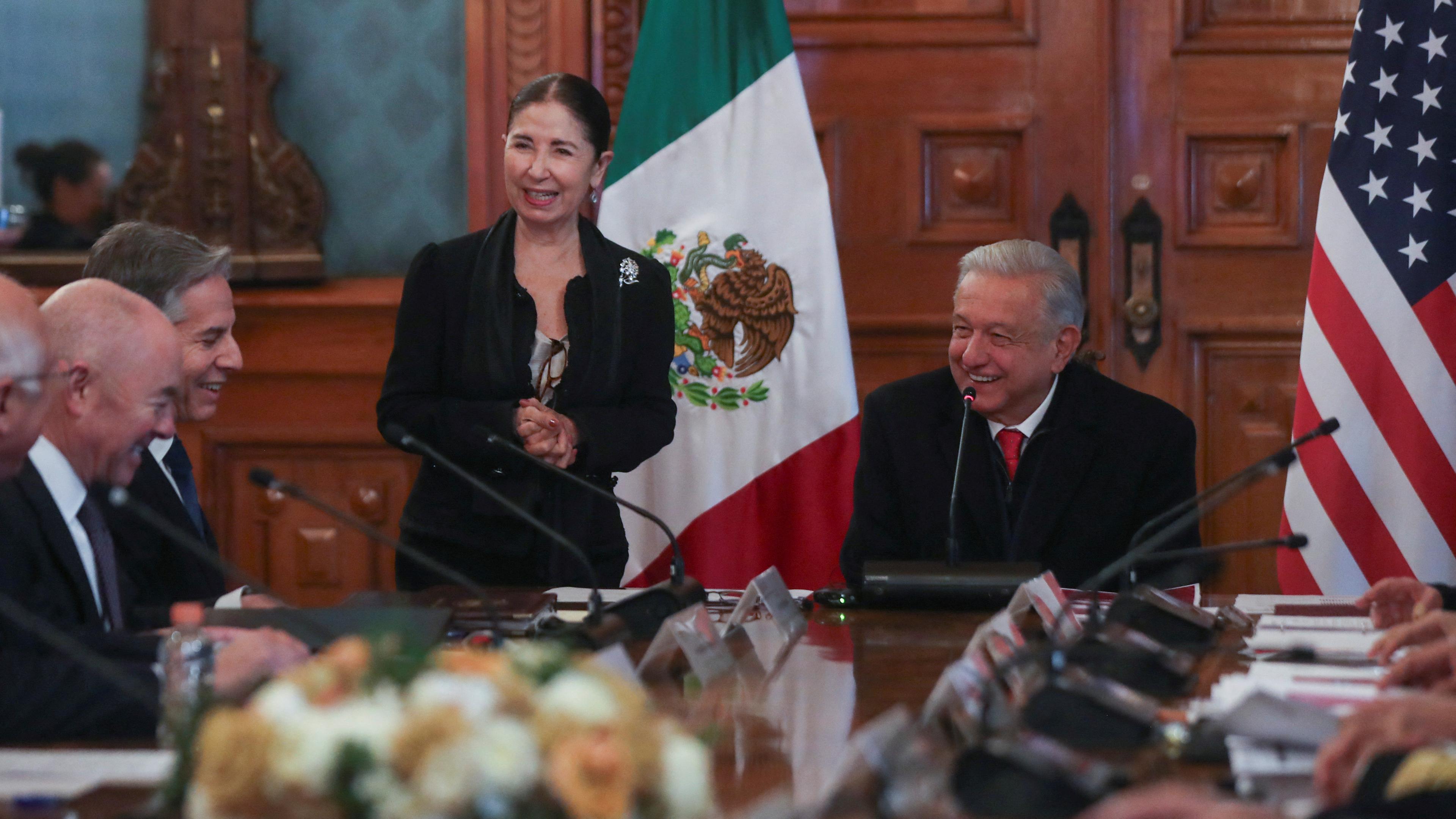 US-Außenminister Blinken während eines Treffens mit dem mexikanischen Präsidenten Obrador. 