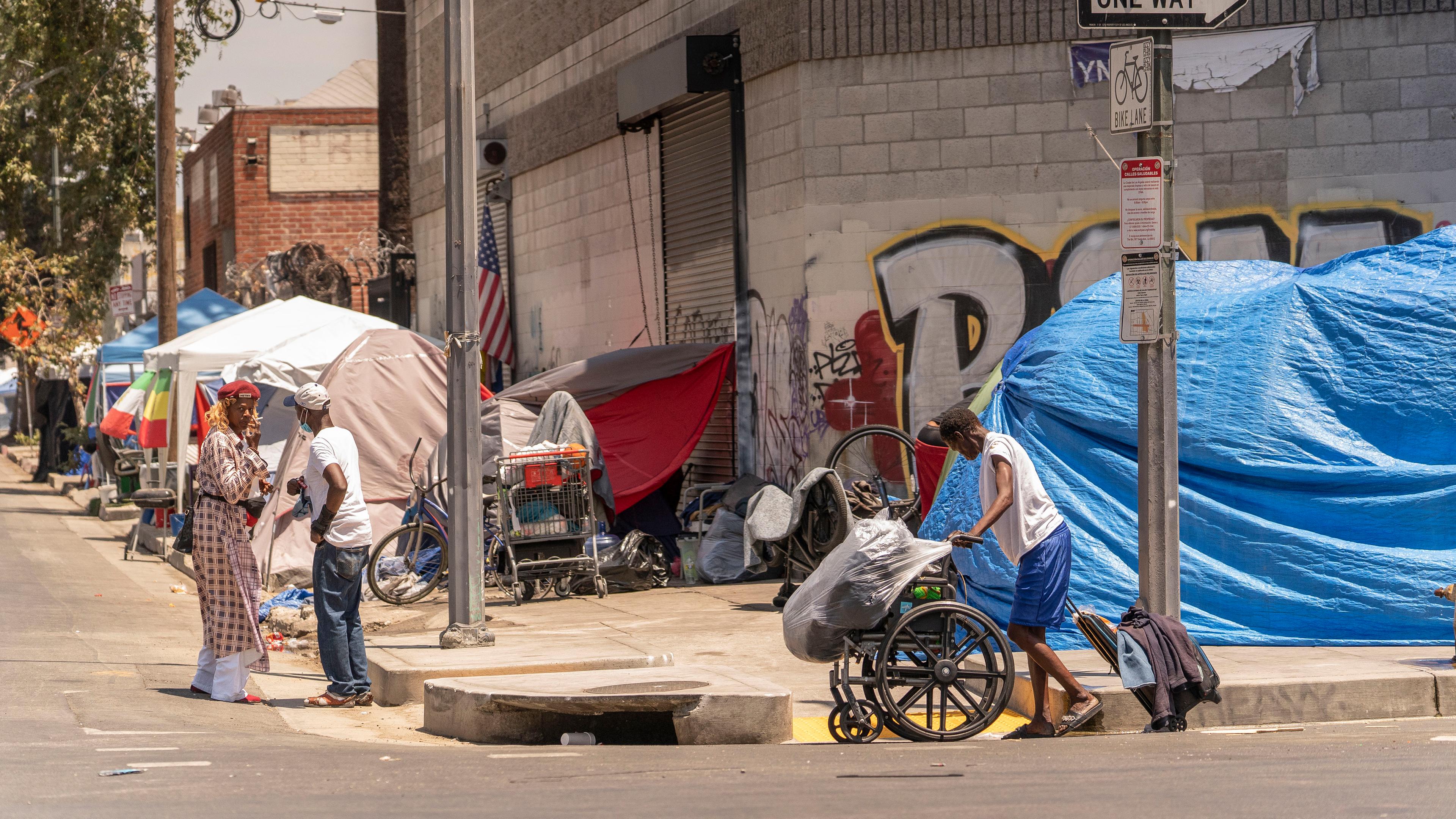 USA, Los Angeles: Zeltlager der Obdachlose an der Skid Road. Archivbild