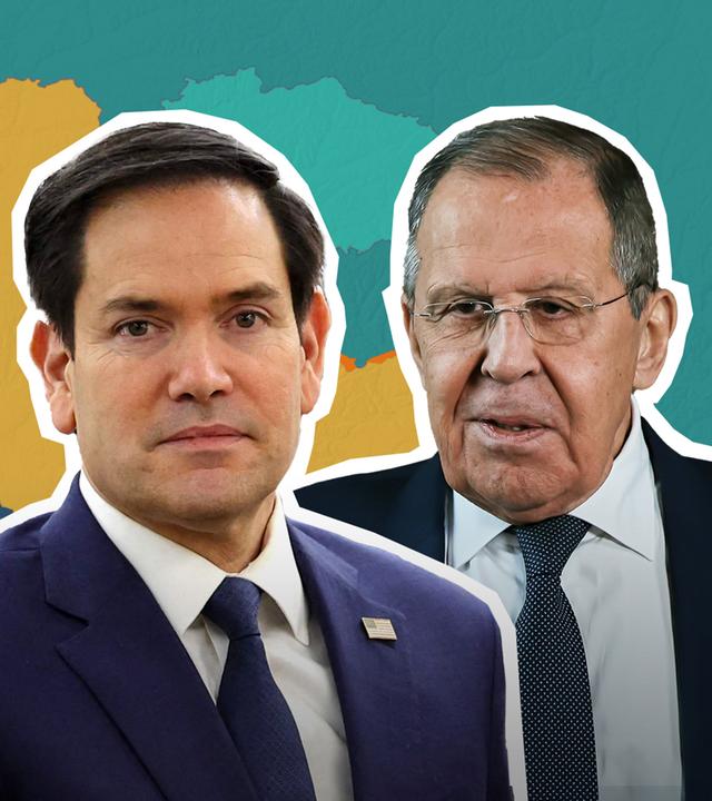 Lawrow und Rubio vor Ukraine Karte