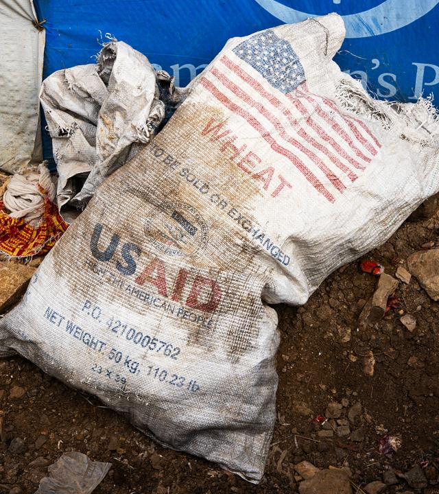 Weizensack von USAID in Mekele, Äthiopien