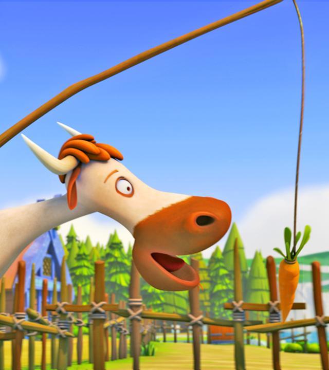 Wickie sitzt auf der verflixten Kuh.