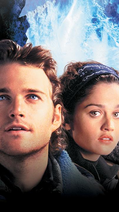 "Vertical Limit - In größter Gefahr": Plakatmotiv mit Großaufnahme von Peter Garrett (Chris O’Donnell), Annie Garrett (Robin Tunney), Montgomery Wick (Scott Glenn) und Elliot Vaughn (Bill Paxton).