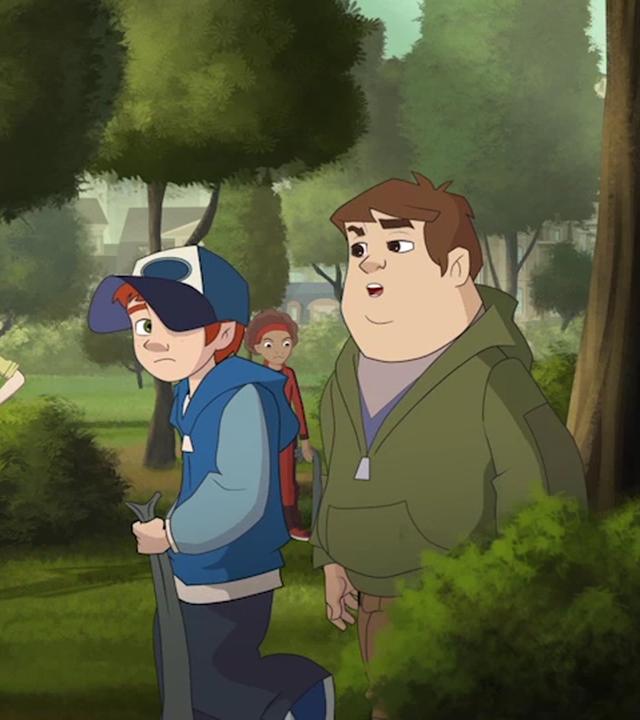 Kalle und die Detektive nehmen mit der Klasse um Umweltwettbewerb teil und befreiden den Wald vom Müll. Fred spricht Kalle an.