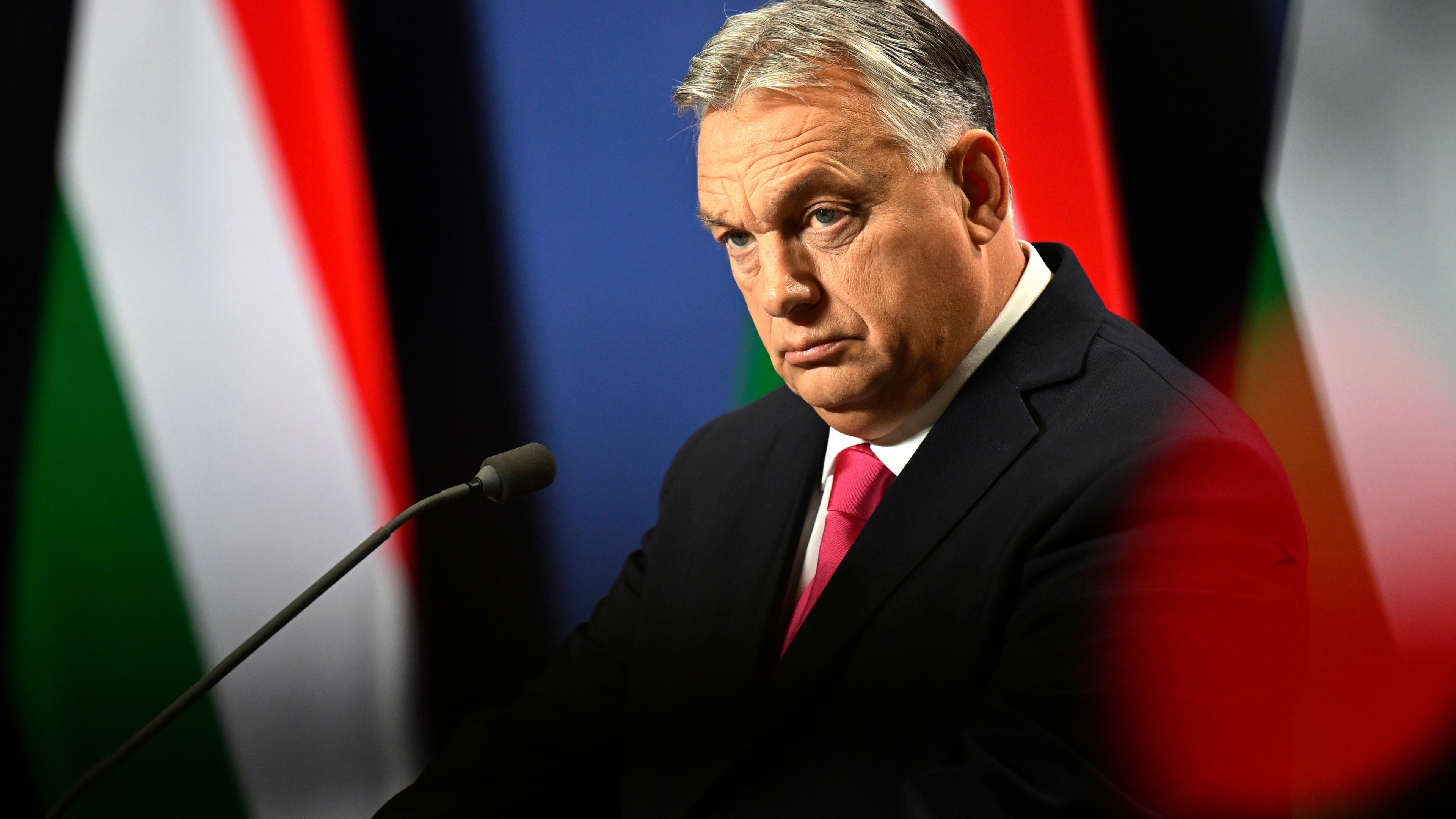 Ungarns Ministerpräsident Viktor Orban bei einer Pressekonferenz