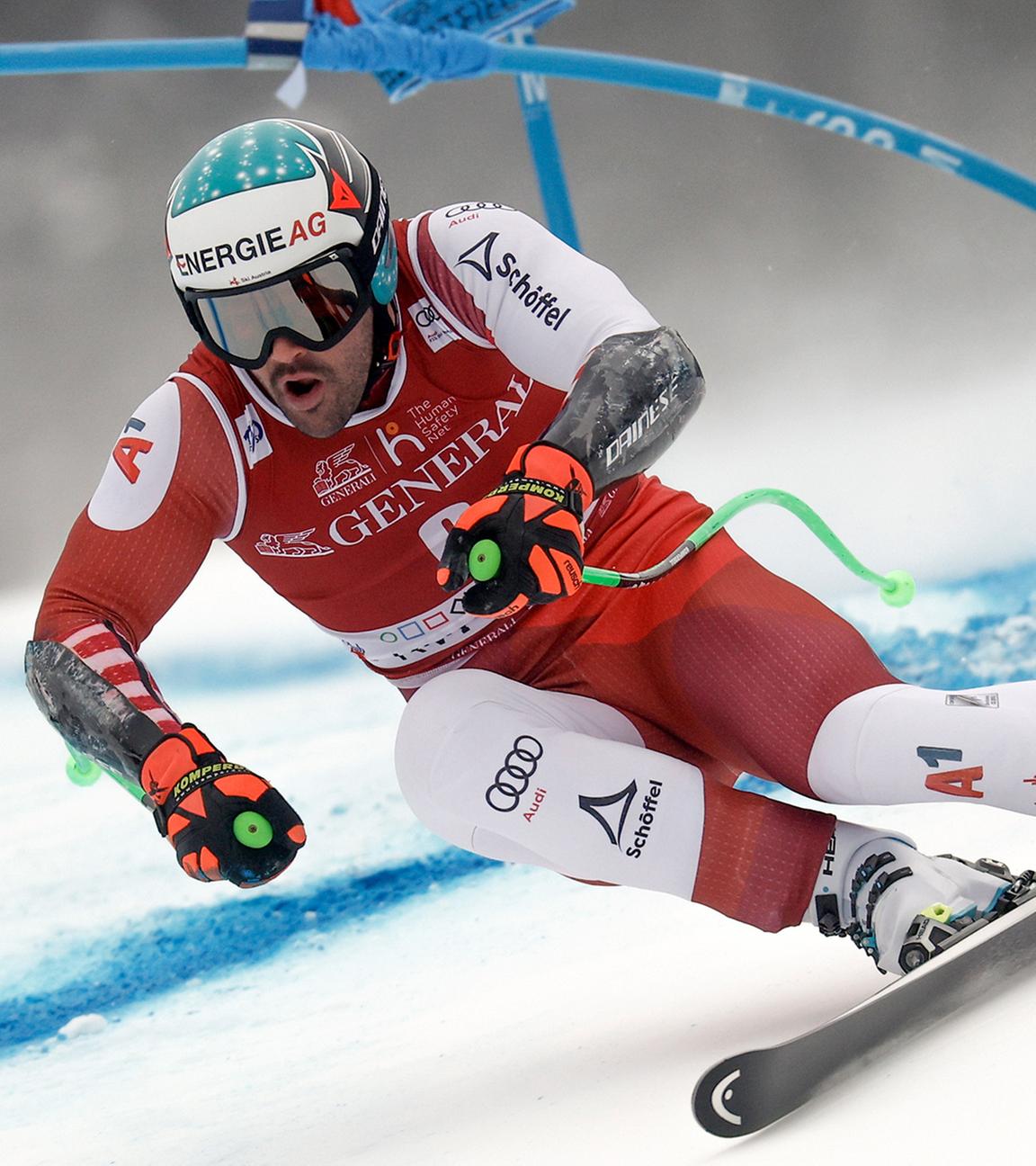 Vincent Kriechmayr aus Österreich in Aktion beim Ski Alpin-Weltcup.