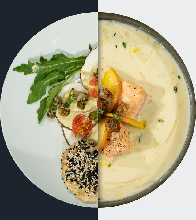 Vitello Portobello vs. Sellerie-Apfel-Cremesuppe