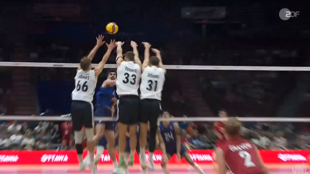 Deutschland gegen USA in der Volleyball-Nations-League: Eine Spielszene