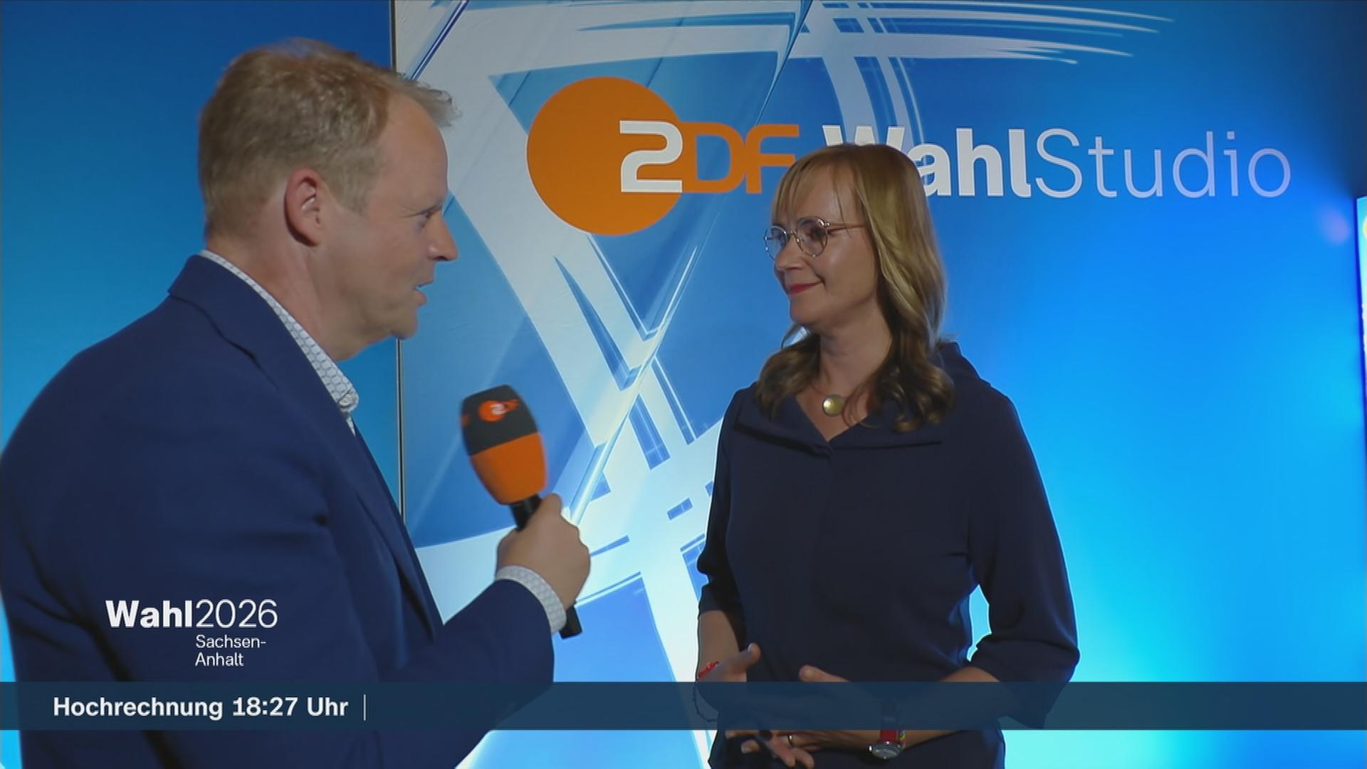 Eva von Angern von der Linken mit einer Reaktion zur Landtagswahl in Sachsen-Anhalt.