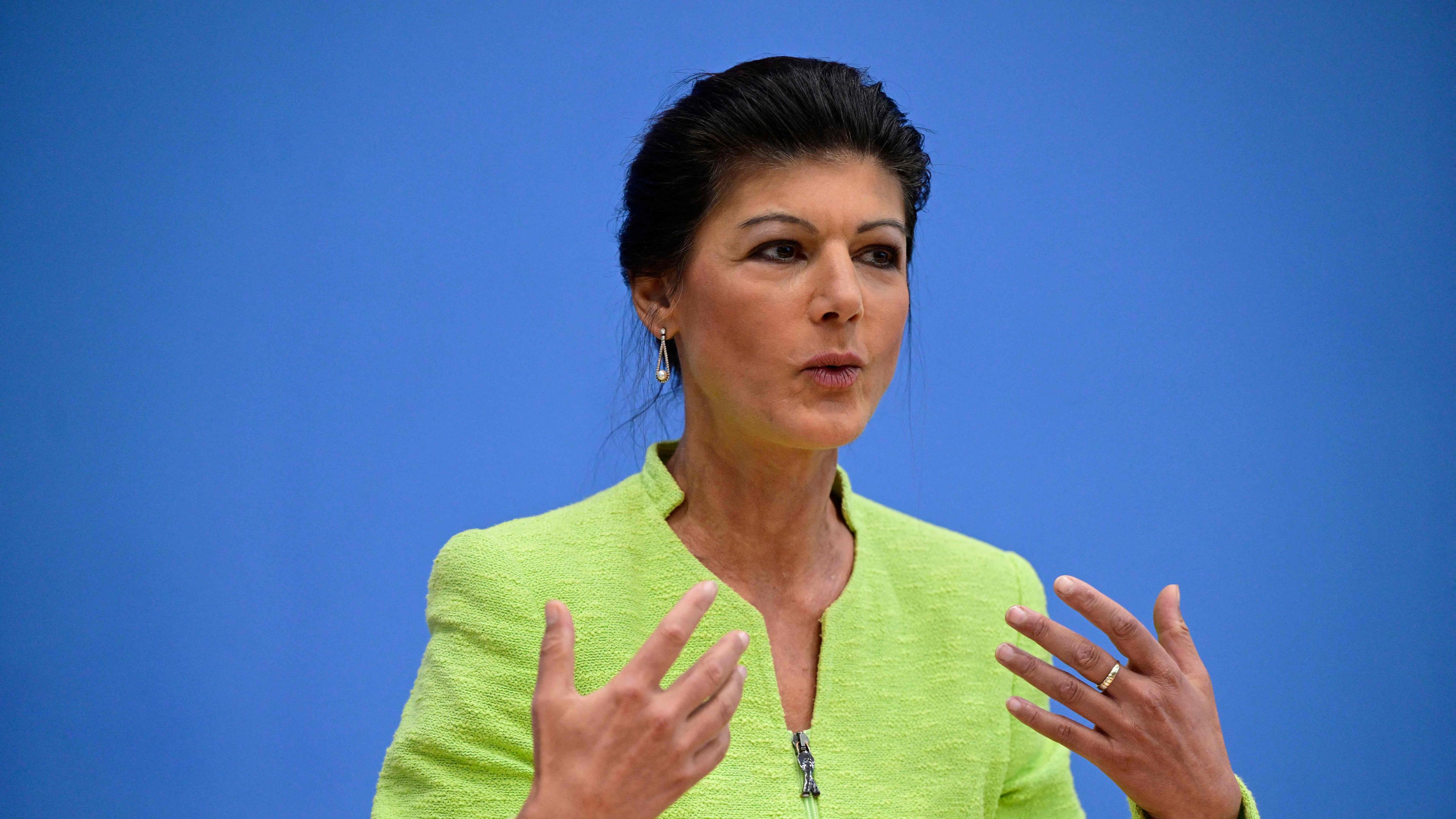 Sahra Wagenknecht in der Bundespressekonferenz.