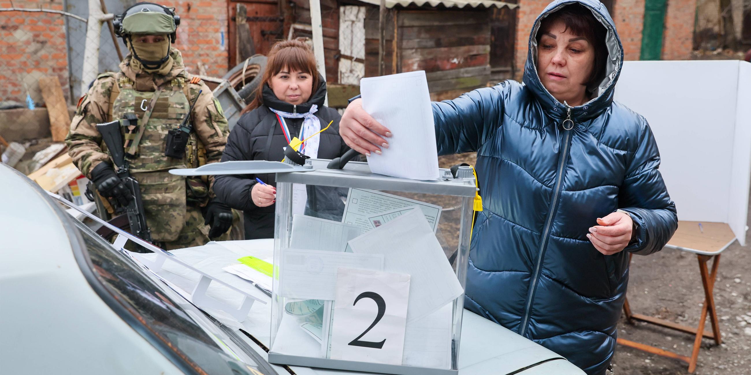 Präsidentschaftswahl in Russland, Stimmabgabe im russisch besetzten Teil der Region Donezk