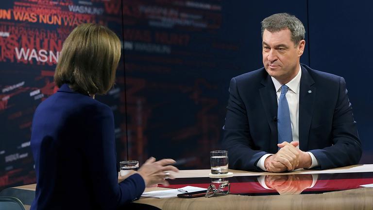 Bettina Schausten, Markus Söder und Peter Frey.