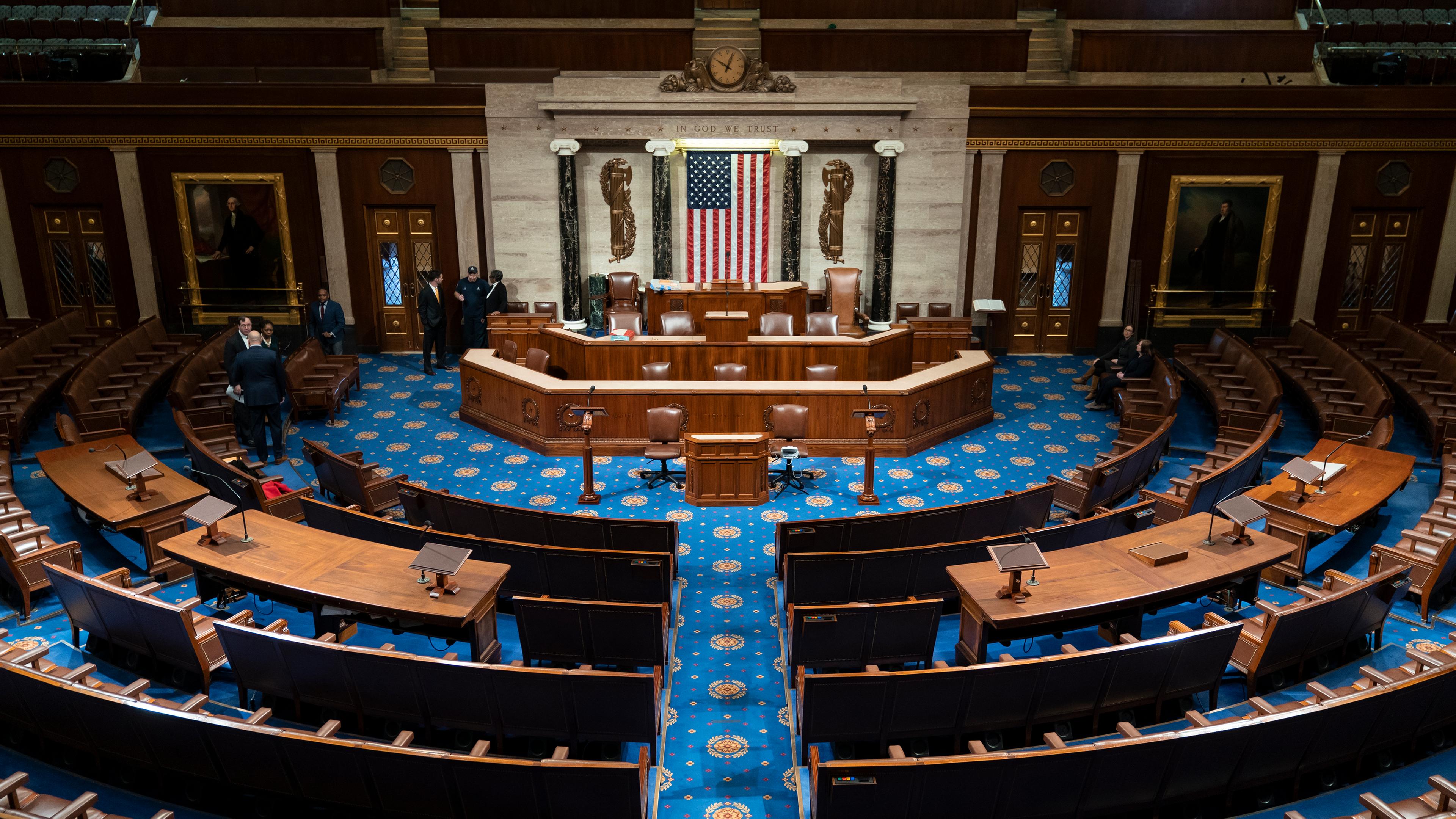 A look inside the empty US House of Representatives.