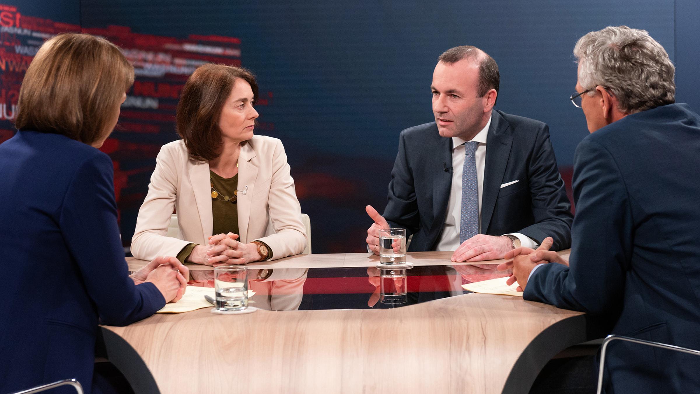 Bettina Schausten, Katarina Barley, Manfred Weber, Peter Frey