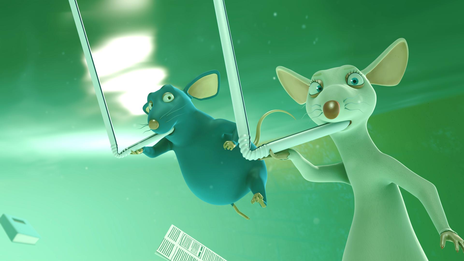 Picandou und Gruyère tauchen in einem überfluteten Kanal.