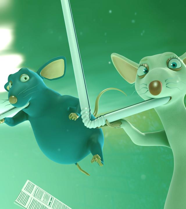 Picandou und Gruyère tauchen in einem überfluteten Kanal.