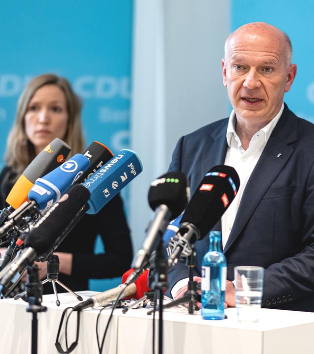 10.07.2026, Berlin: Berlins Regierender Bürgermeister Kai Wegner (CDU) spricht bei einem Pressetermin der CDU-Berlin, bei dem er bekannt gibt, nicht mehr als CDU-Spitzenkandidat für die Abgeordnetenhauswahl im September anzutreten.
