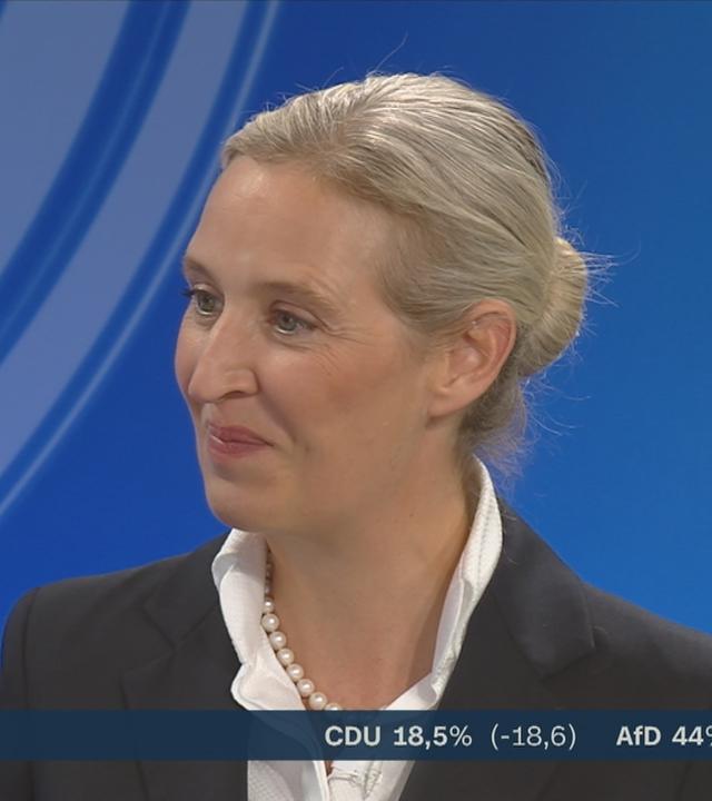 AfD-Chefin Alice Weidel mit einer Reaktion zur Landtagswahl in Sachsen-Anhalt.