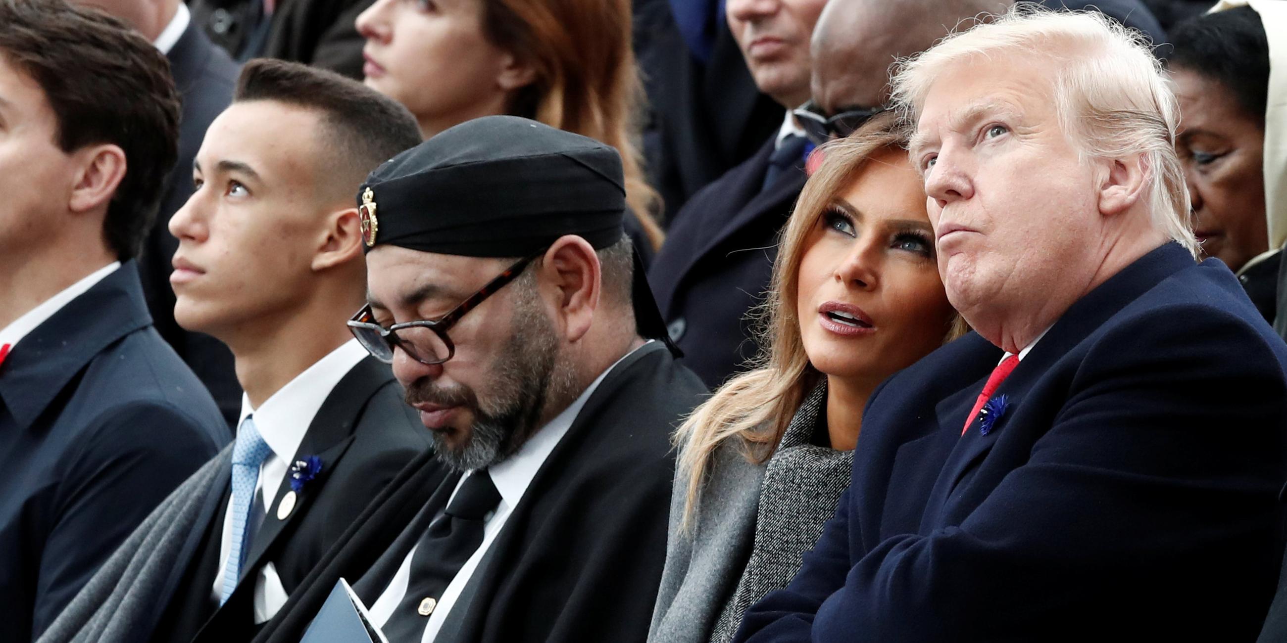 Donald Trump mit seiner Melania auf der Gedenkzeremonie in Paris anlässlich der Erinnerung an das Ende des Ersten Weltkriegs am 11.11.2018