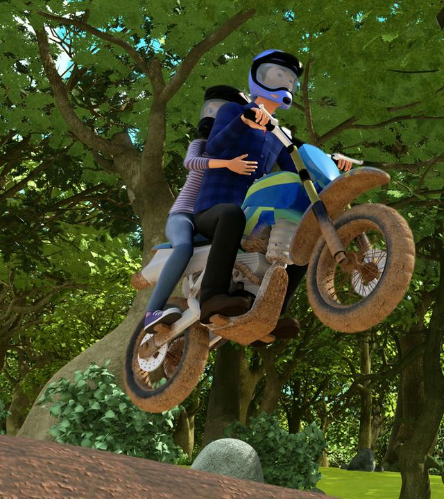 Wendy und Sasha auf einem Motorcross.