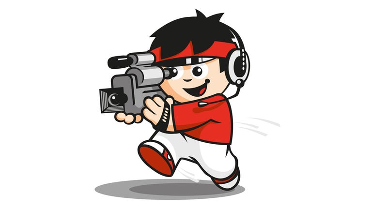 Mainzelmännchen Fritzchen mit Videokamera und Headset