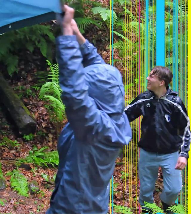 Toni blickt ängstlich Richtung Wald