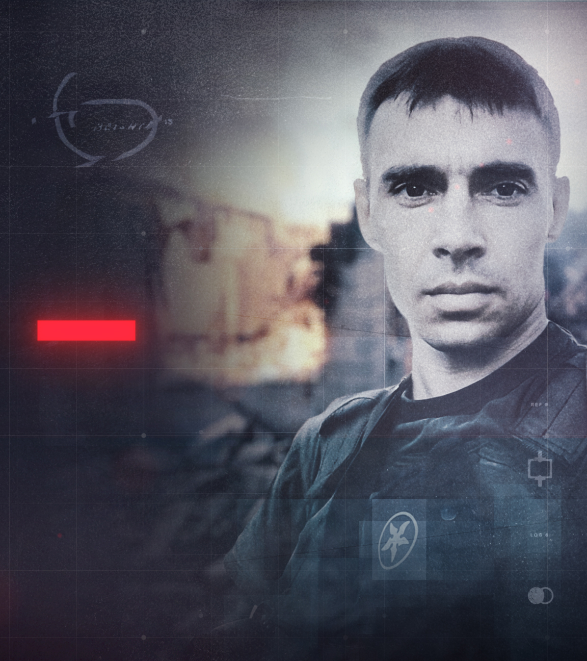 Ukrainischer Polizist Vasyl Pipa sitzt mit Kollege im Rettungswagen und macht eine Selfie-Aufnahme