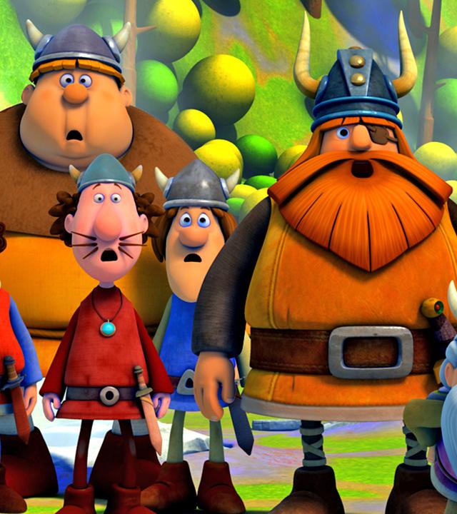 Die Wikinger sind auf der Urlaubsinsel angekommen und staunen mit offenen Mündern.