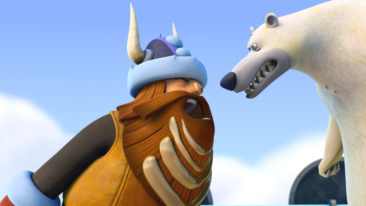 Halvar brüllt den Eisbären an.