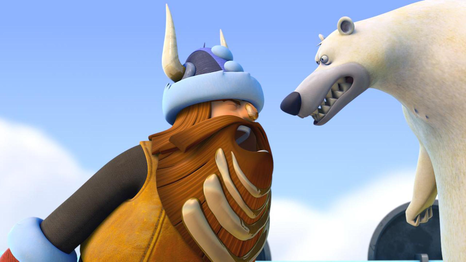 Halvar brüllt den Eisbären an.