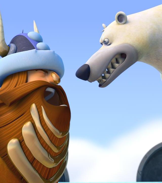 Halvar brüllt den Eisbären an.