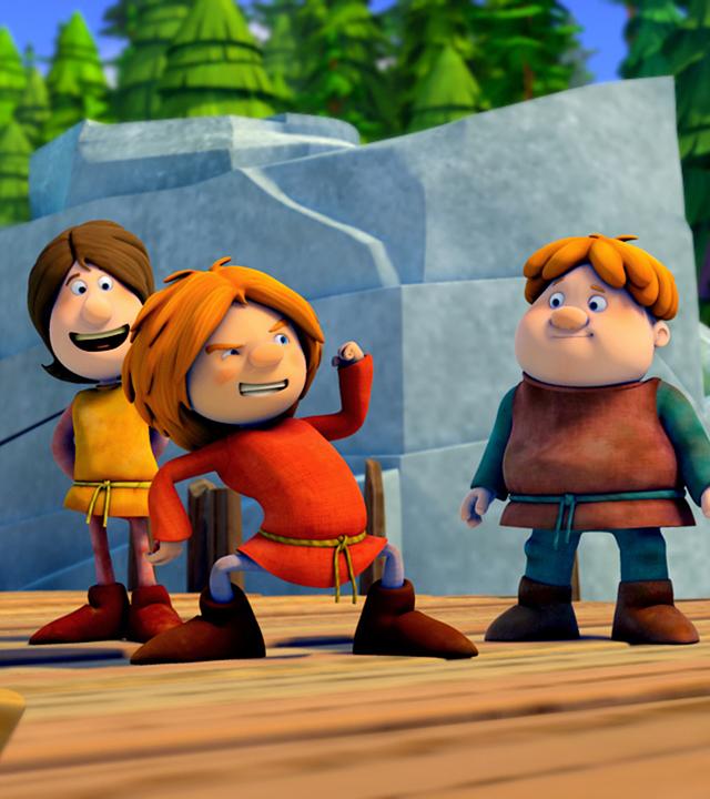 Gilby steht auf dem Steg und versucht, seine Freunde zu beeindrucken.